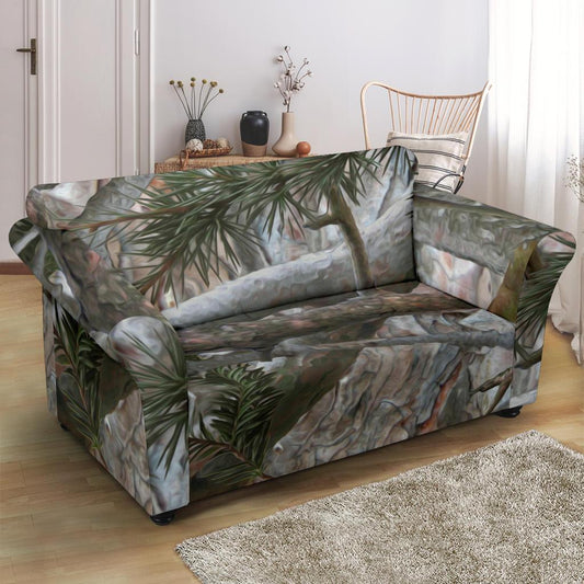 Camo Realistic Tree Forest Pattern Loveseat Slipcover-JTAMIGO.COM
