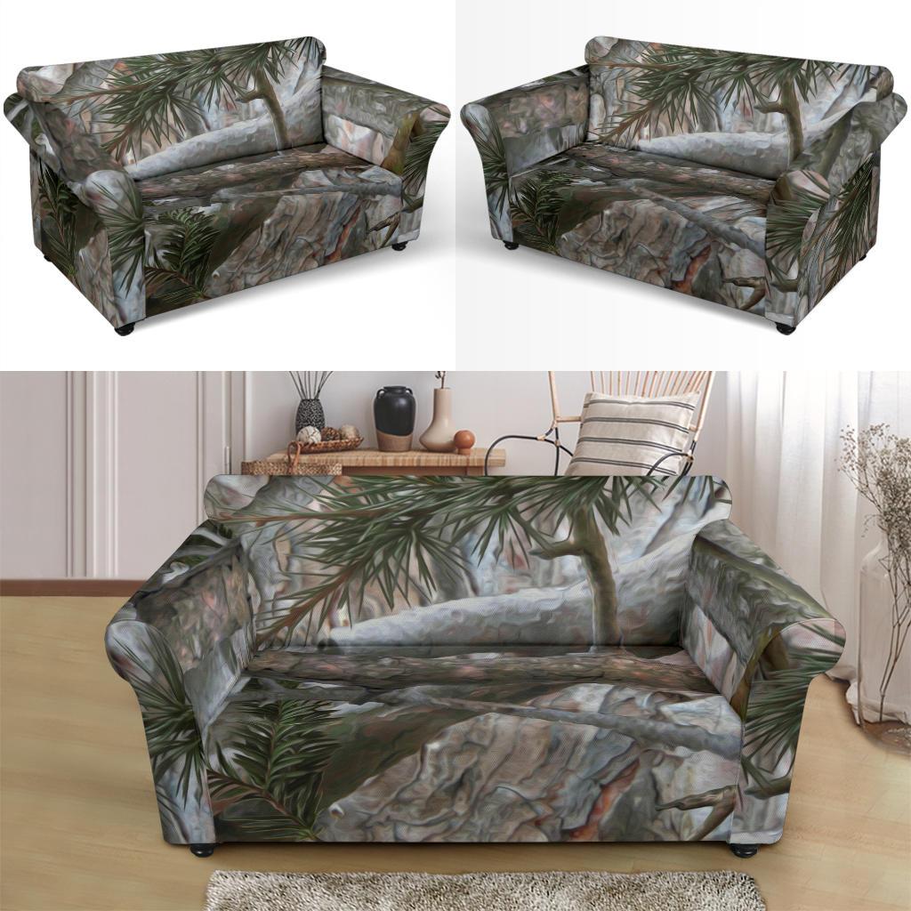 Camo Realistic Tree Forest Pattern Loveseat Slipcover-JTAMIGO.COM