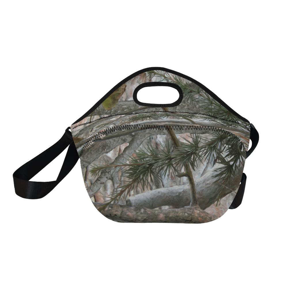 Camo Realistic Tree Forest Pattern Neoprene Lunch Bag (Model 1669)(Large)-JTAMIGO.COM