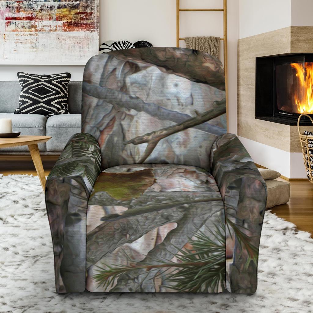 Camo Realistic Tree Forest Pattern Single Sofa Slipcover -JTAMIGO.COM