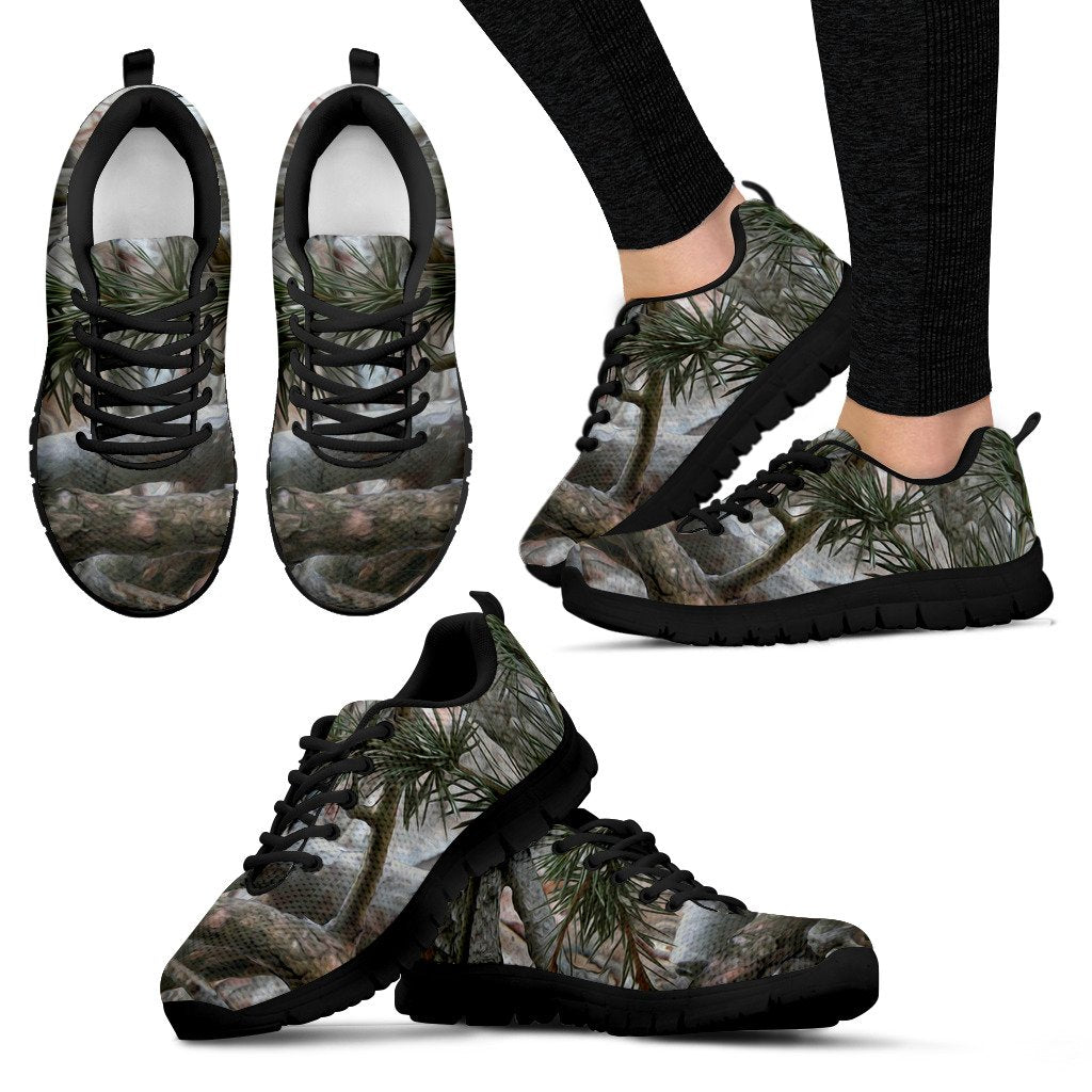 Camo Realistic Tree Forest Pattern Women Sneakers Shoes
