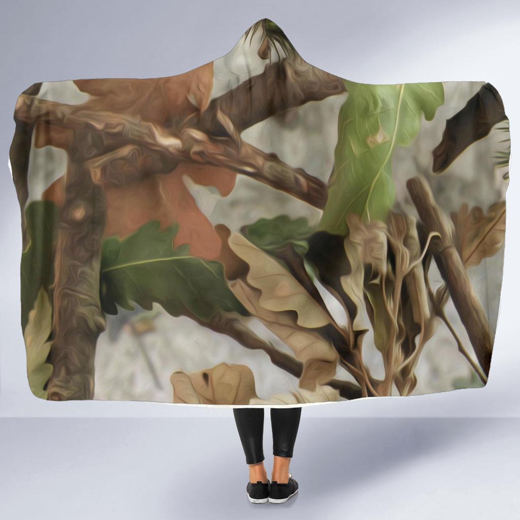 Camo Realistic Tree Forest Print Hooded Blanket-JTAMIGO.COM