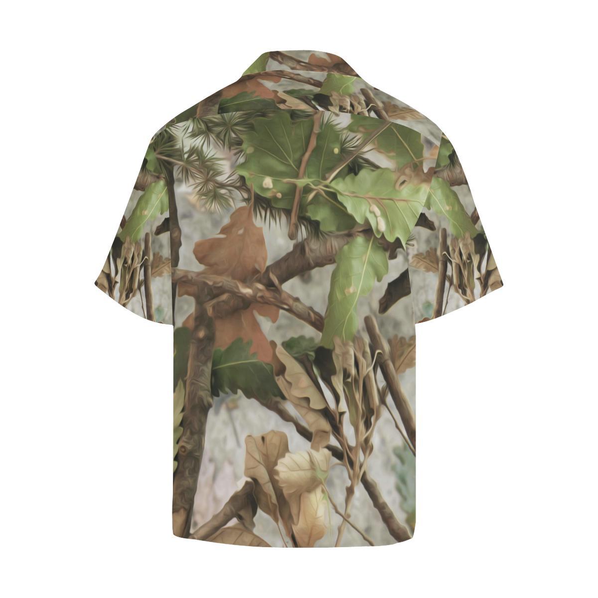 Camo Realistic Tree Forest Print Men Aloha Hawaiian Shirt