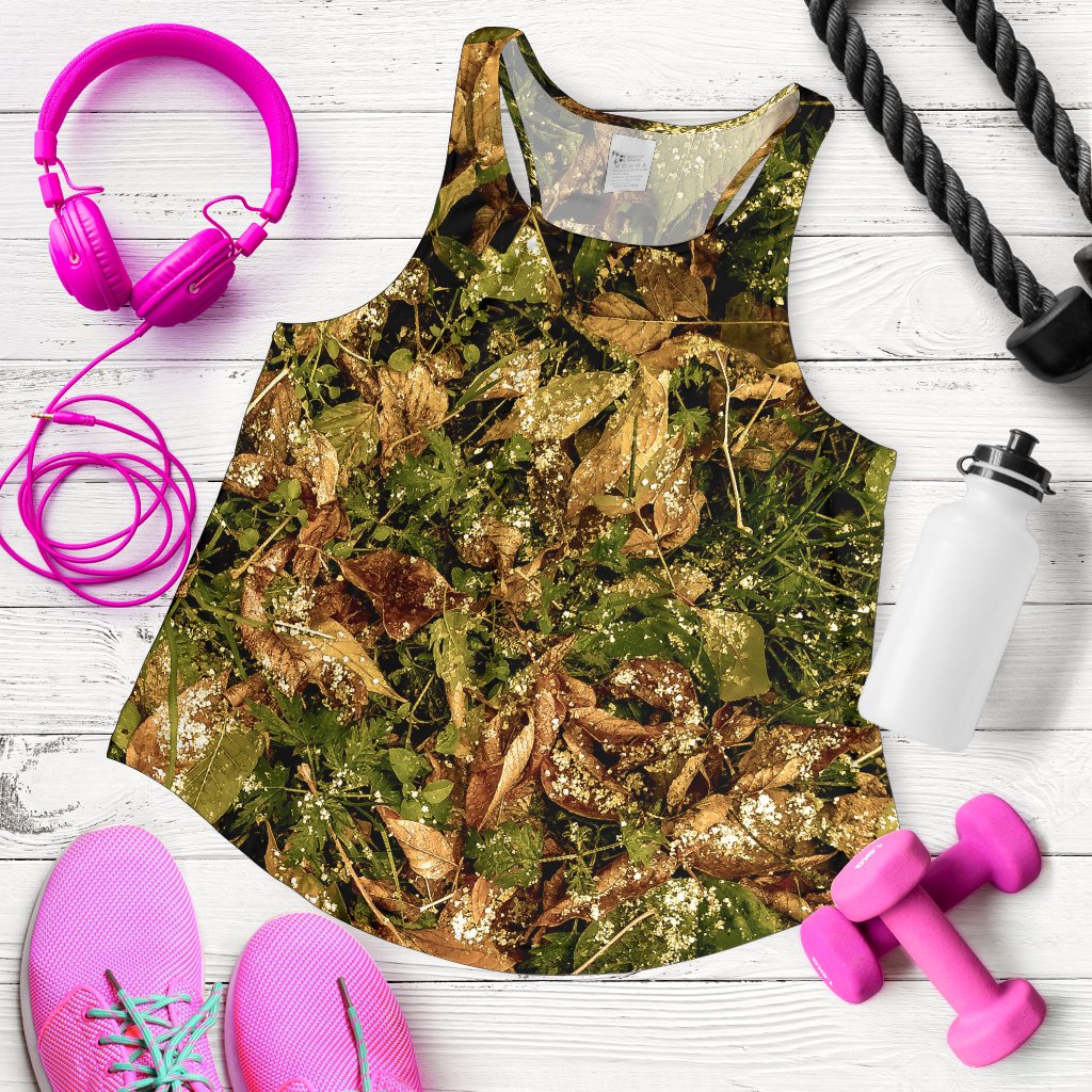 Camo Realistic Tree Forest Texture Print Women Racerback Tank Top