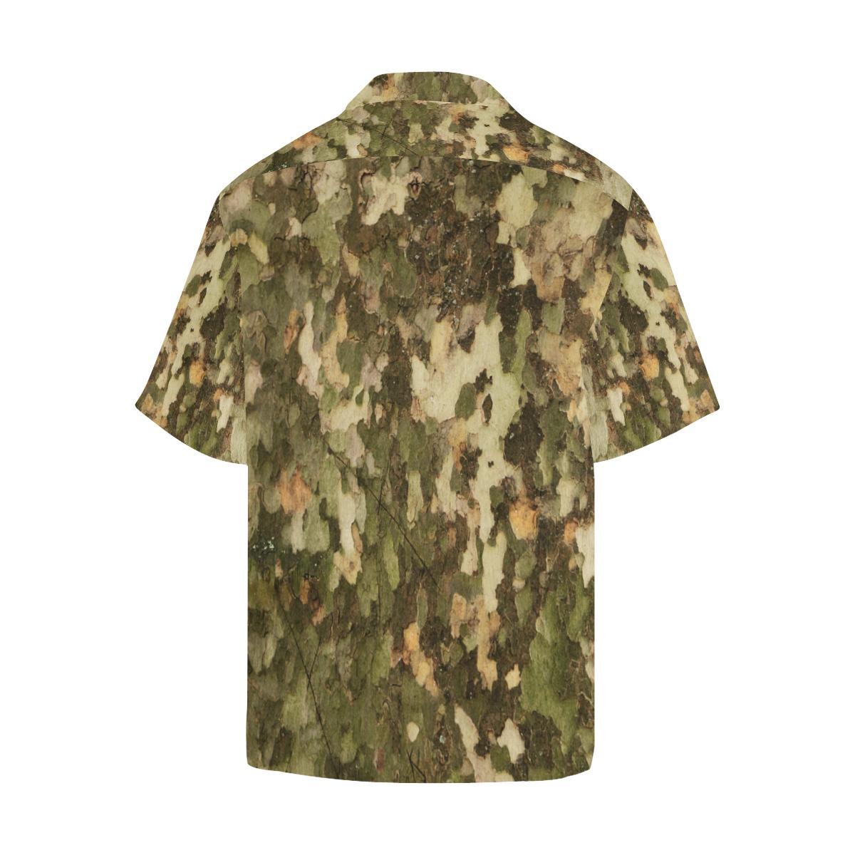 Camo Realistic Tree Texture Print Men Aloha Hawaiian Shirt