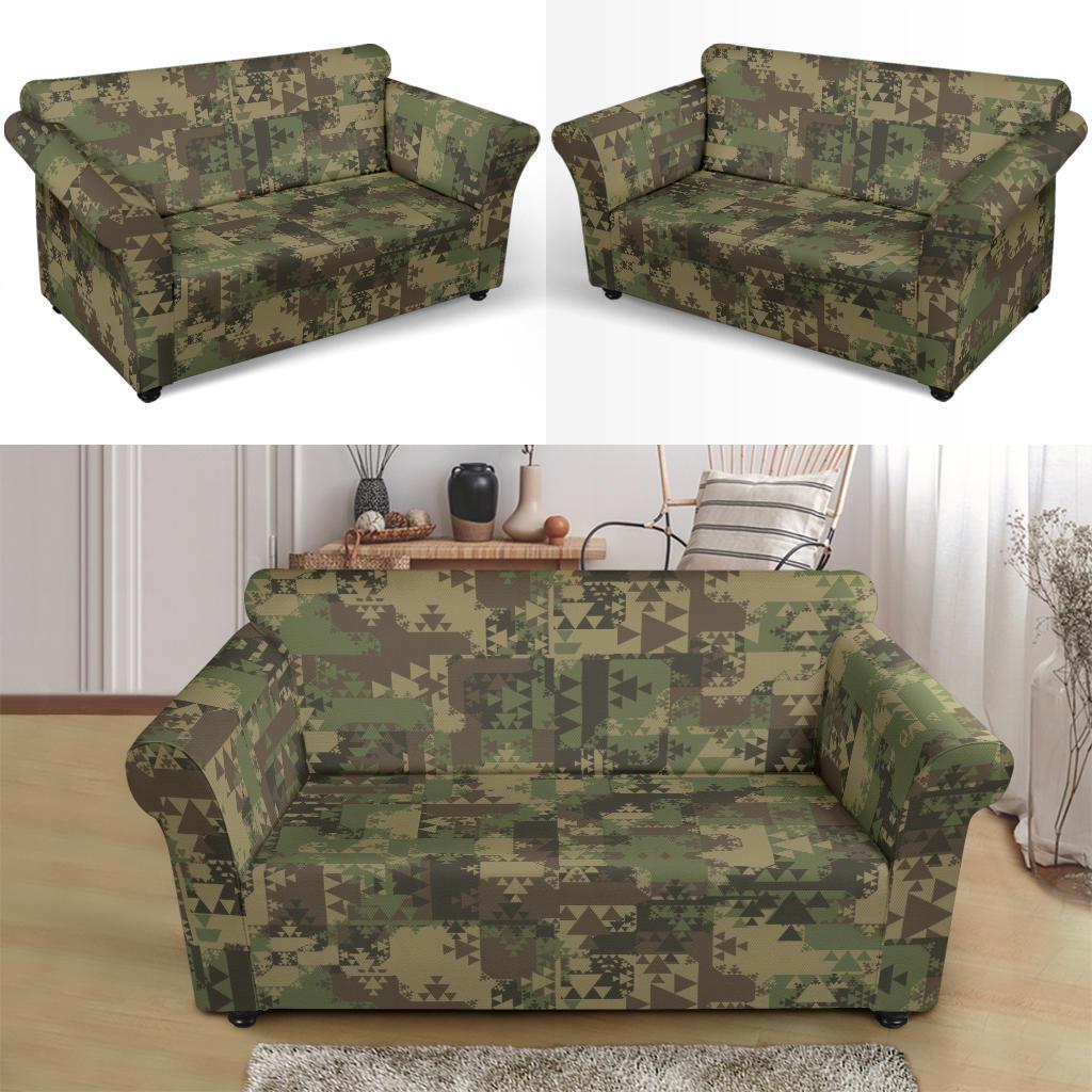 Camouflage Aztec Green Army Print Loveseat Slipcover-JTAMIGO.COM