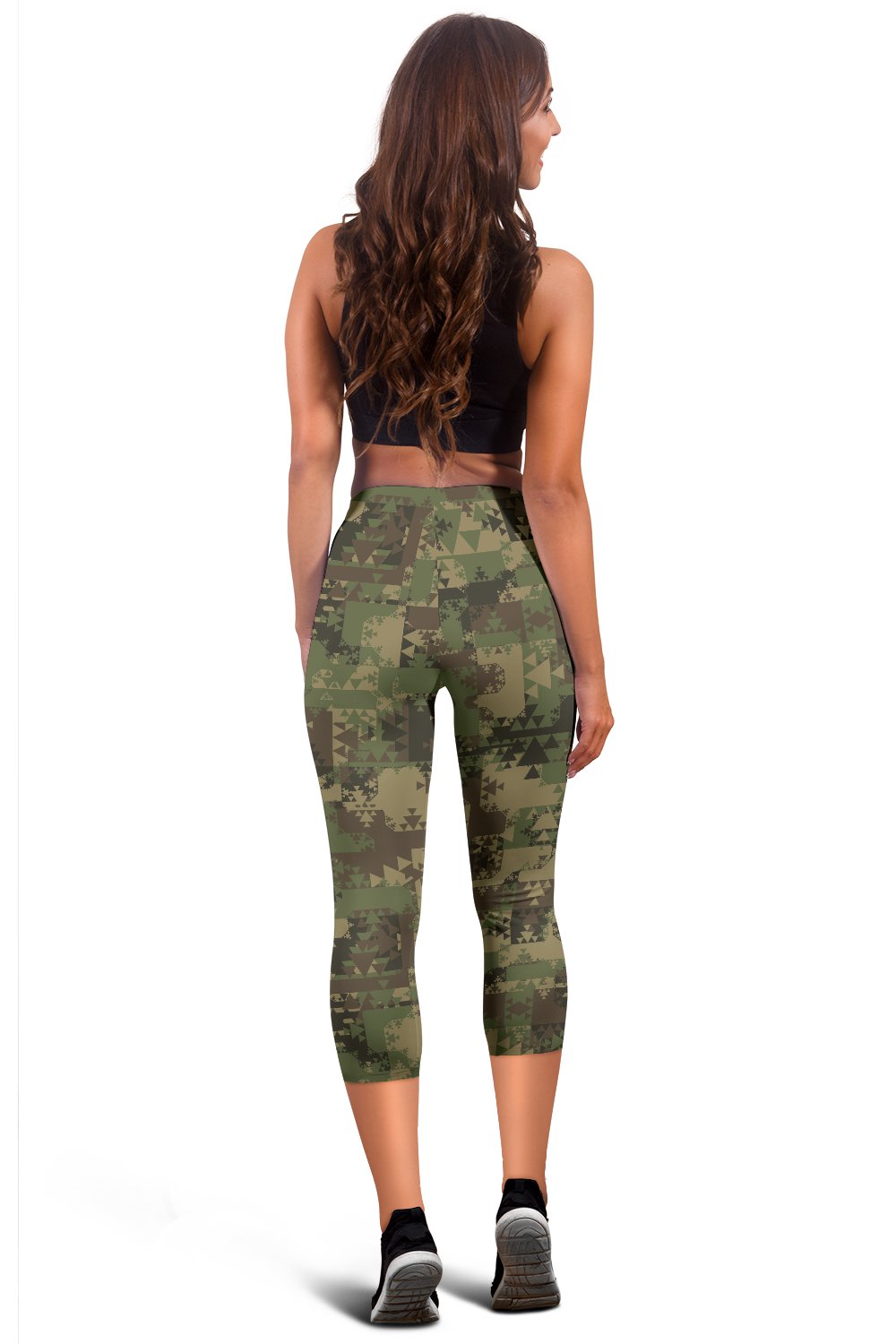 Camouflage Aztec Green Army Print Women Capris