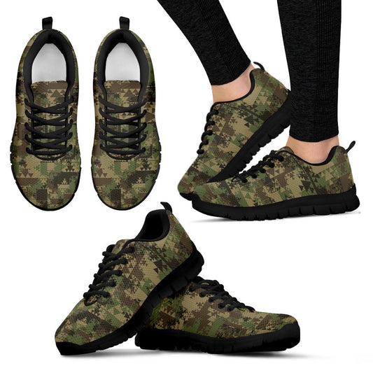 Camouflage Aztec Green Army Print Women Sneakers Shoes