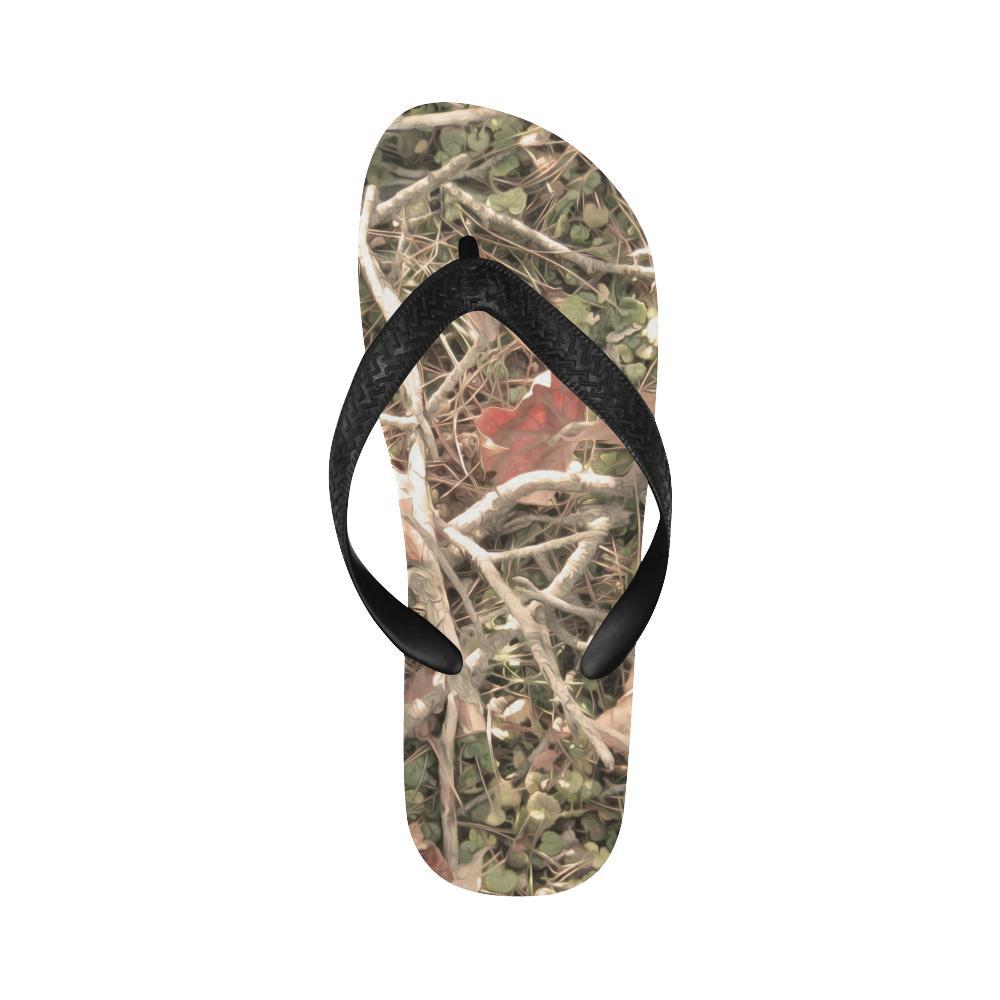 Camouflage Realistic Tree Authumn Print Flip Flops-JTAMIGO.COM