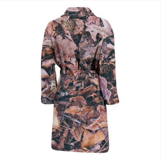 Camouflage Realistic Tree Leaf Print Men Bath Robe-JTAMIGO.COM