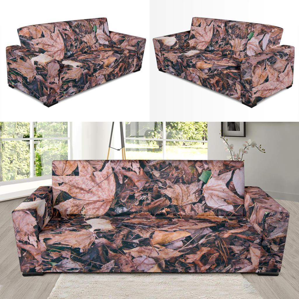 Camouflage Realistic Tree Leaf Print Sofa Slipcover-JTAMIGO.COM
