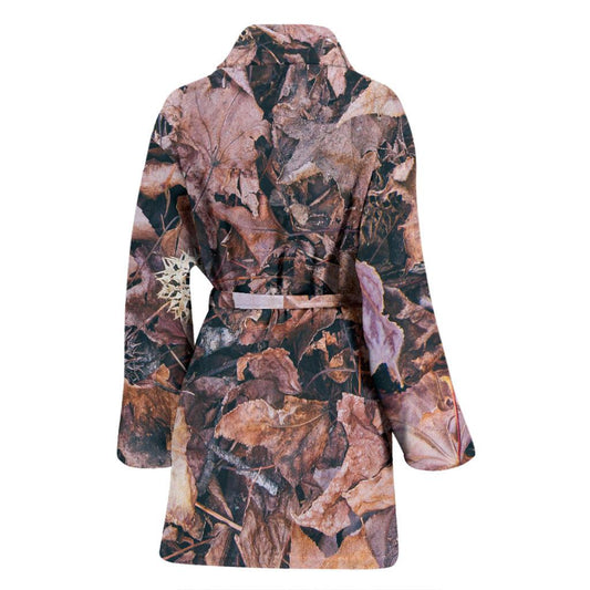 Camouflage Realistic Tree Leaf Print Women Bath Robe-JTAMIGO.COM