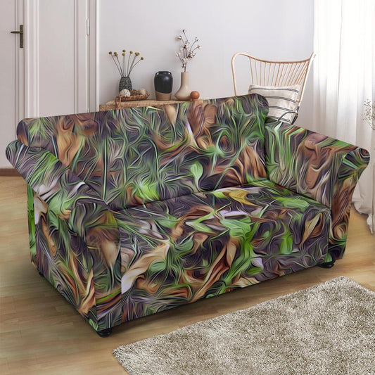 Camouflage Realistic Tree Print Loveseat Slipcover-JTAMIGO.COM