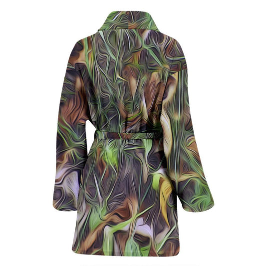 Camouflage Realistic Tree Print Women Bath Robe-JTAMIGO.COM