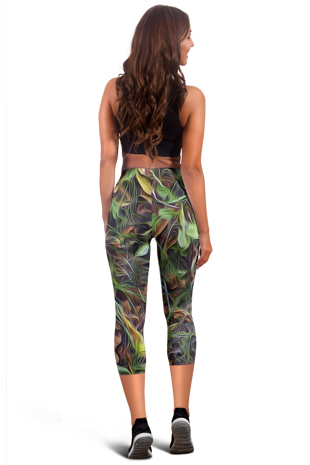 Camouflage Realistic Tree Print Women Capris