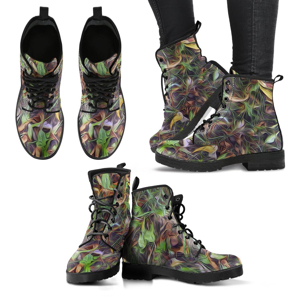 Camouflage Realistic Tree Print Women Leather Boots-JTAMIGO.COM