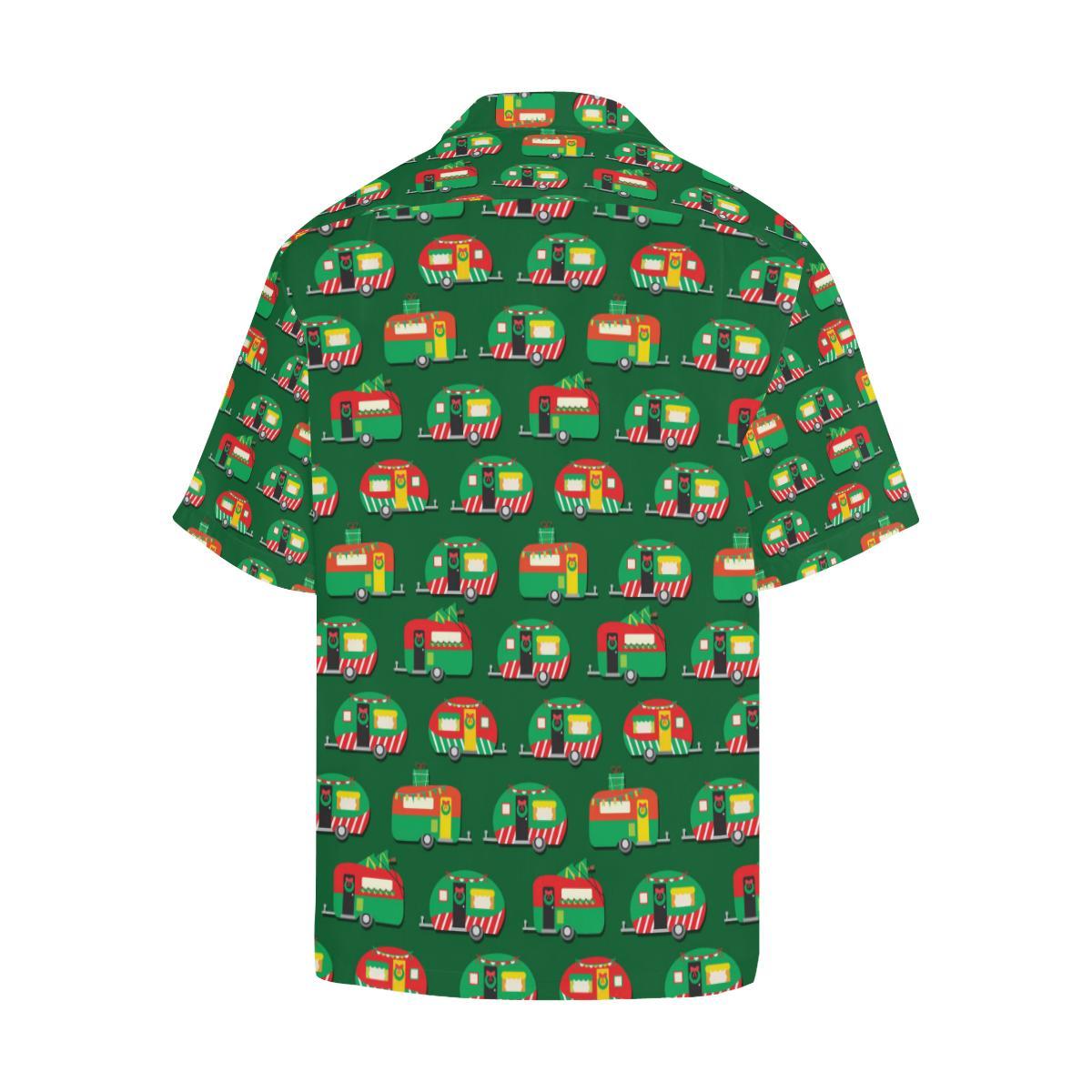 Camper Camping Christmas Themed Print Men Aloha Hawaiian Shirt