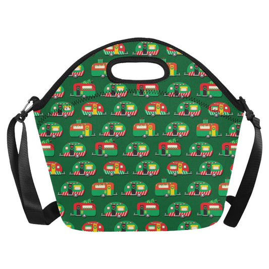 Camper Camping Christmas Themed Print Neoprene Lunch Bag (Model 1669)(Large)-JTAMIGO.COM