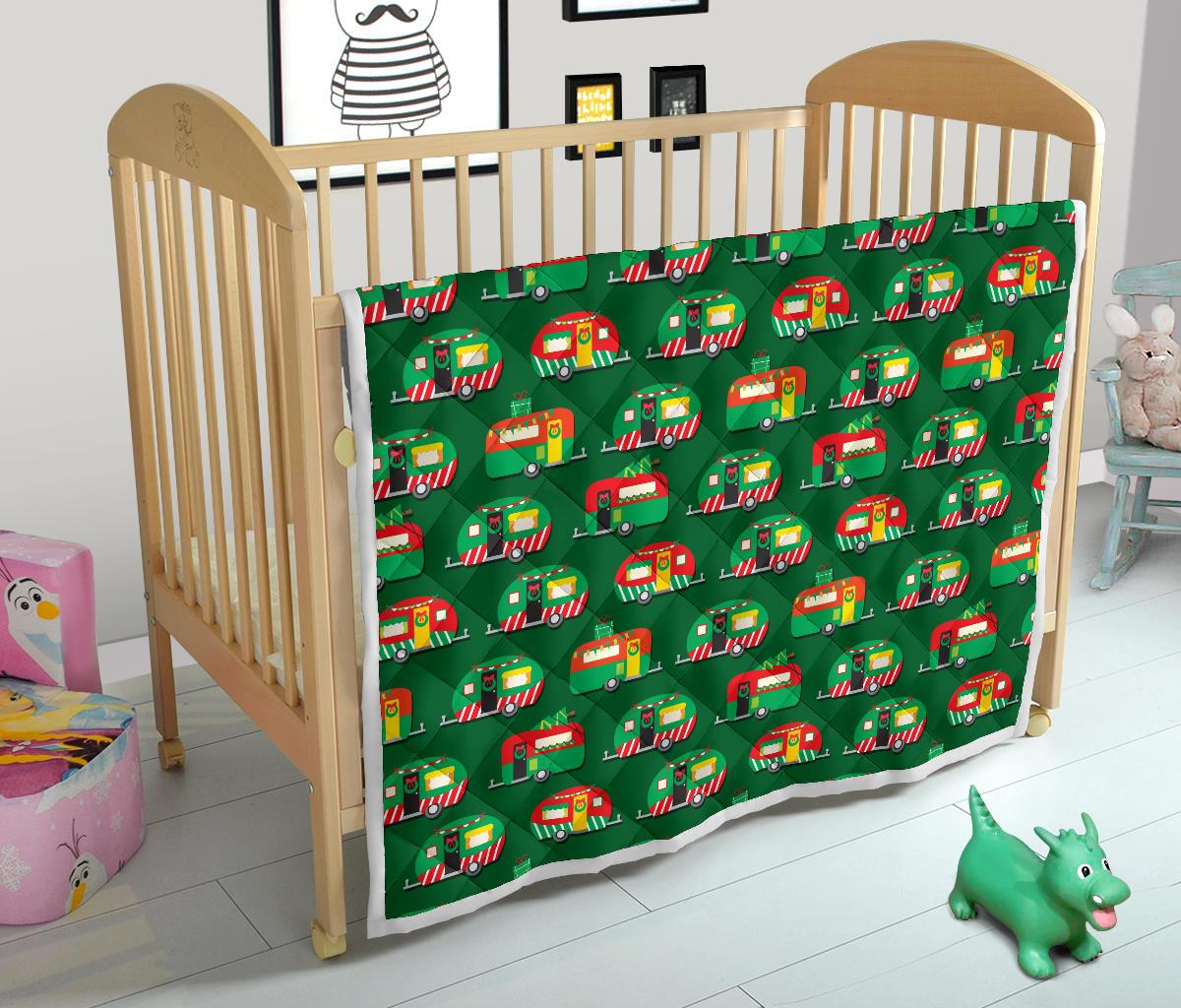 Camper Camping Christmas Themed Print Premium Quilt-JTAMIGO.COM