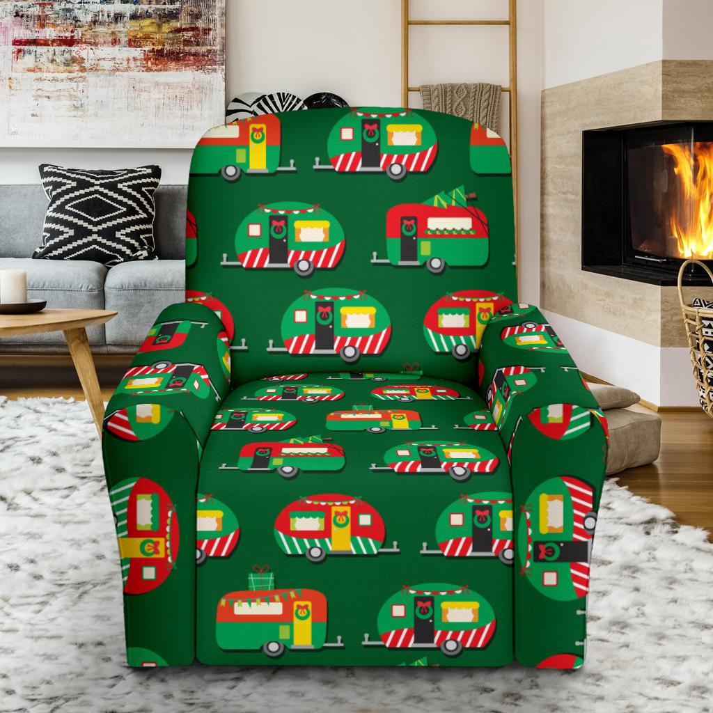 Camper Camping Christmas Themed Print Single Sofa Slipcover -JTAMIGO.COM