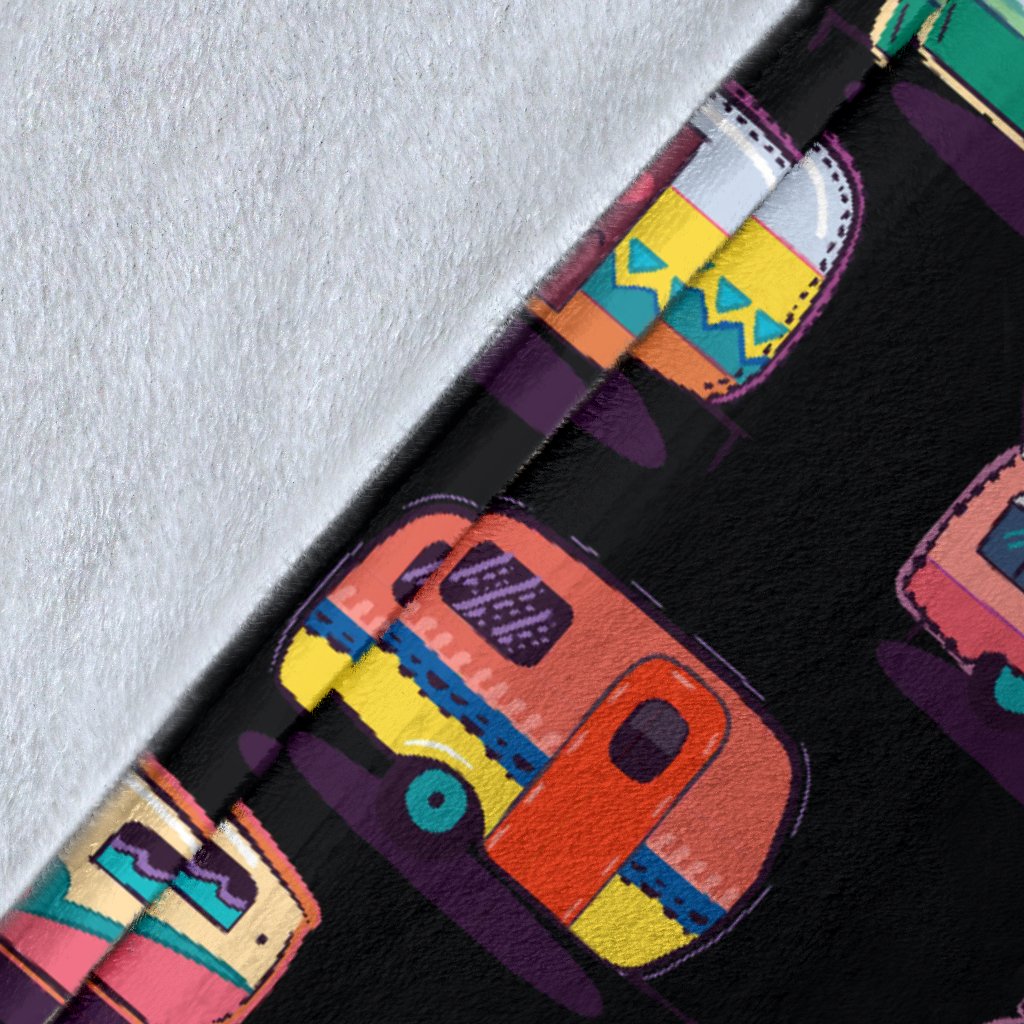 Camper Camping Pattern Fleece Blanket
