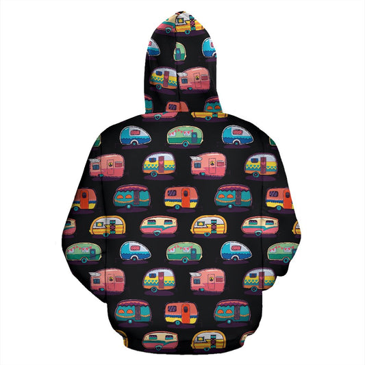 Camper Camping Pattern Pullover Hoodie