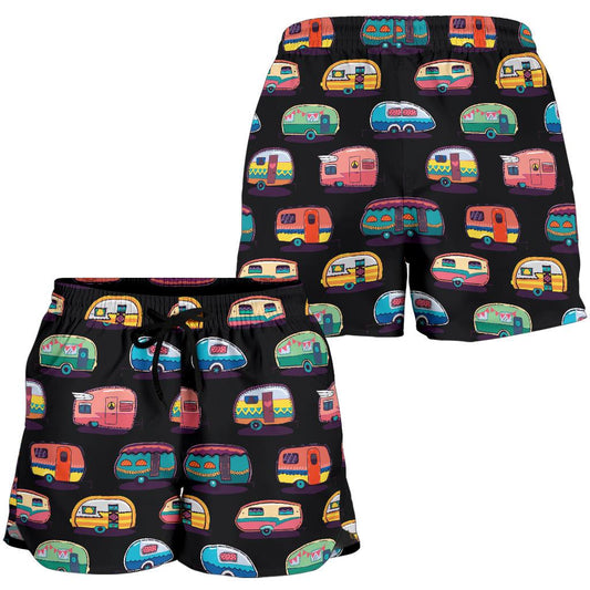 Camper Camping Pattern Women Shorts-JTAMIGO.COM