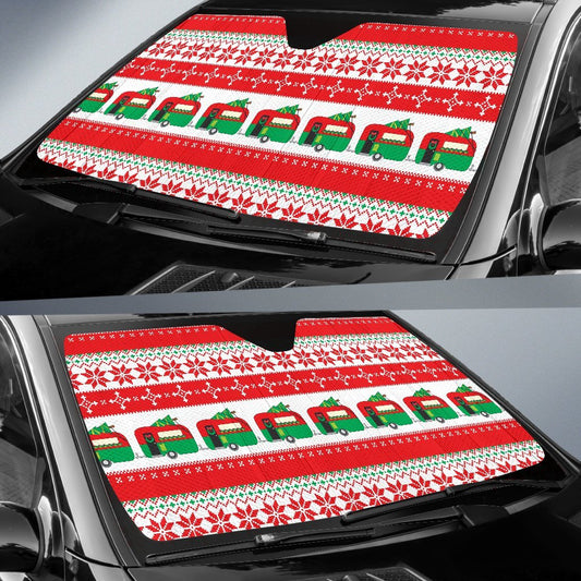 Camper Camping Ugly Christmas Design Print Car Sun Shade For Windshield
