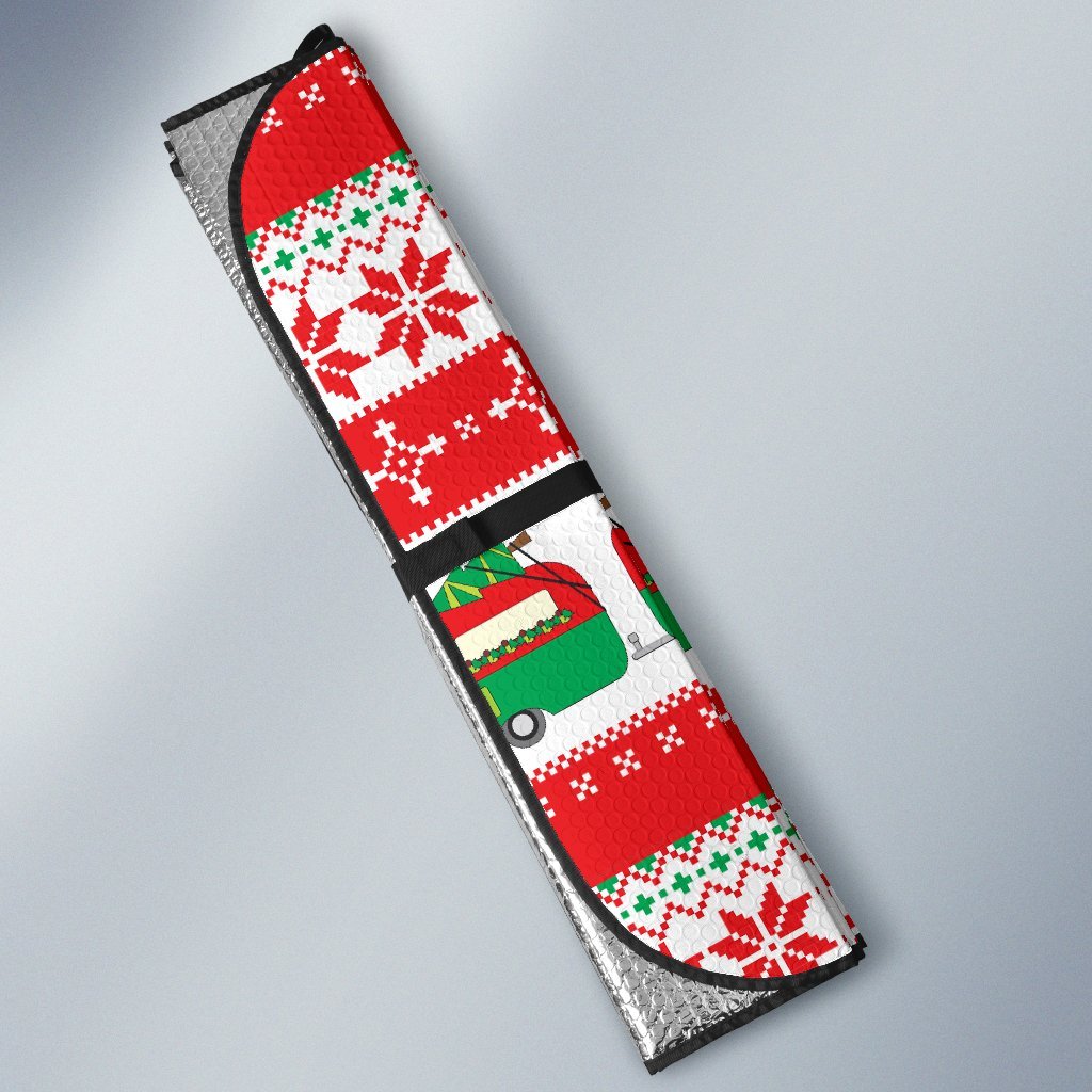 Camper Camping Ugly Christmas Design Print Car Sun Shade For Windshield