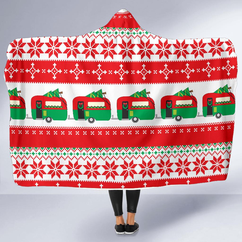 Camper Camping Ugly Christmas Design Print Hooded Blanket-JTAMIGO.COM