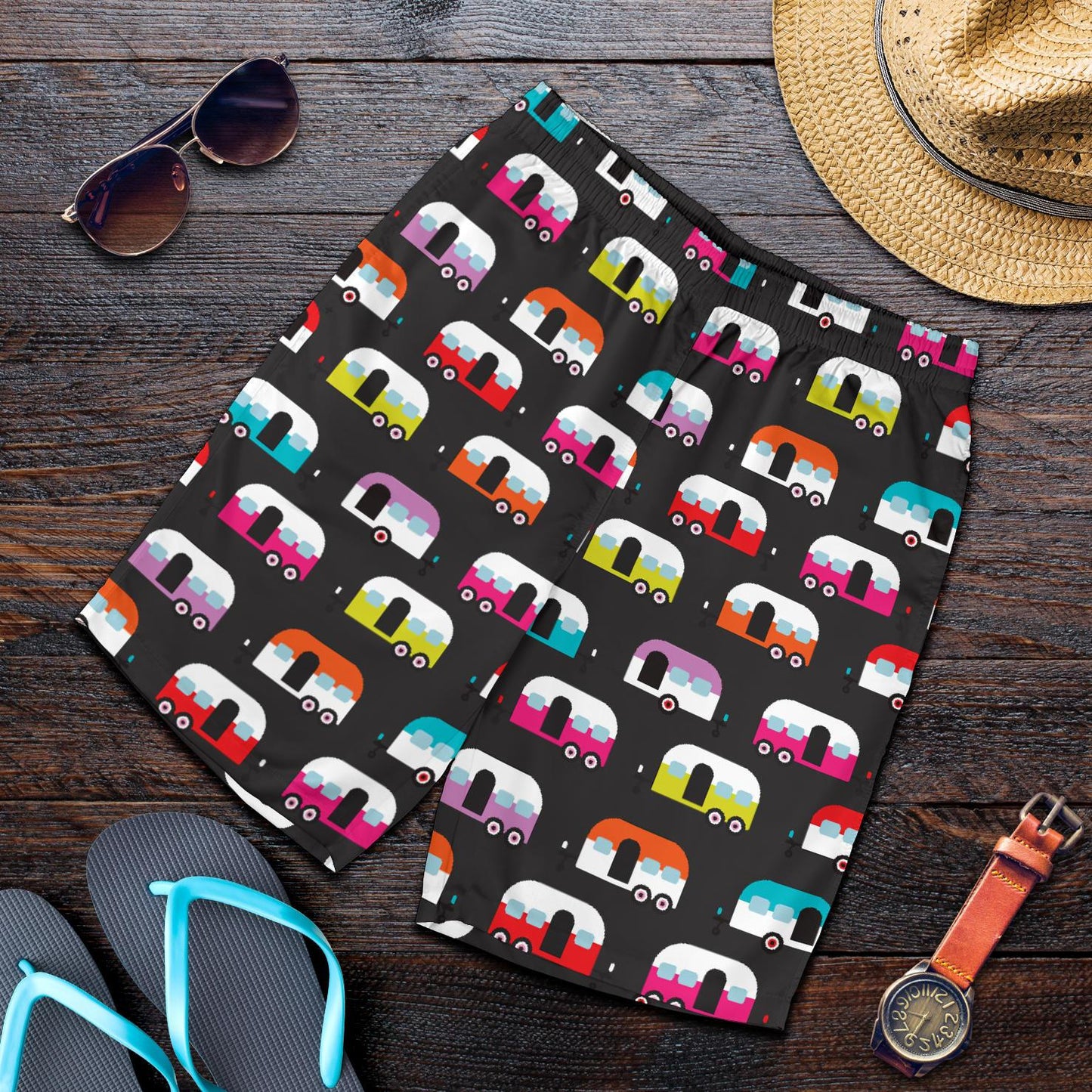 Camper Caravan Pattern Mens Shorts-JTAMIGO.COM