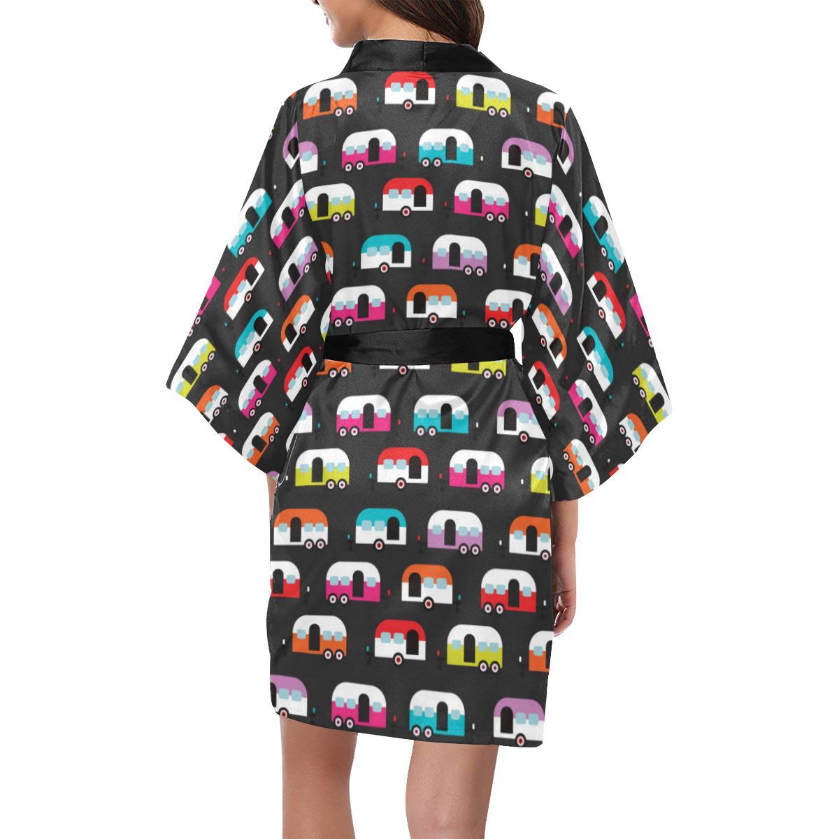 Camper Caravan Pattern Women Short Kimono Robe