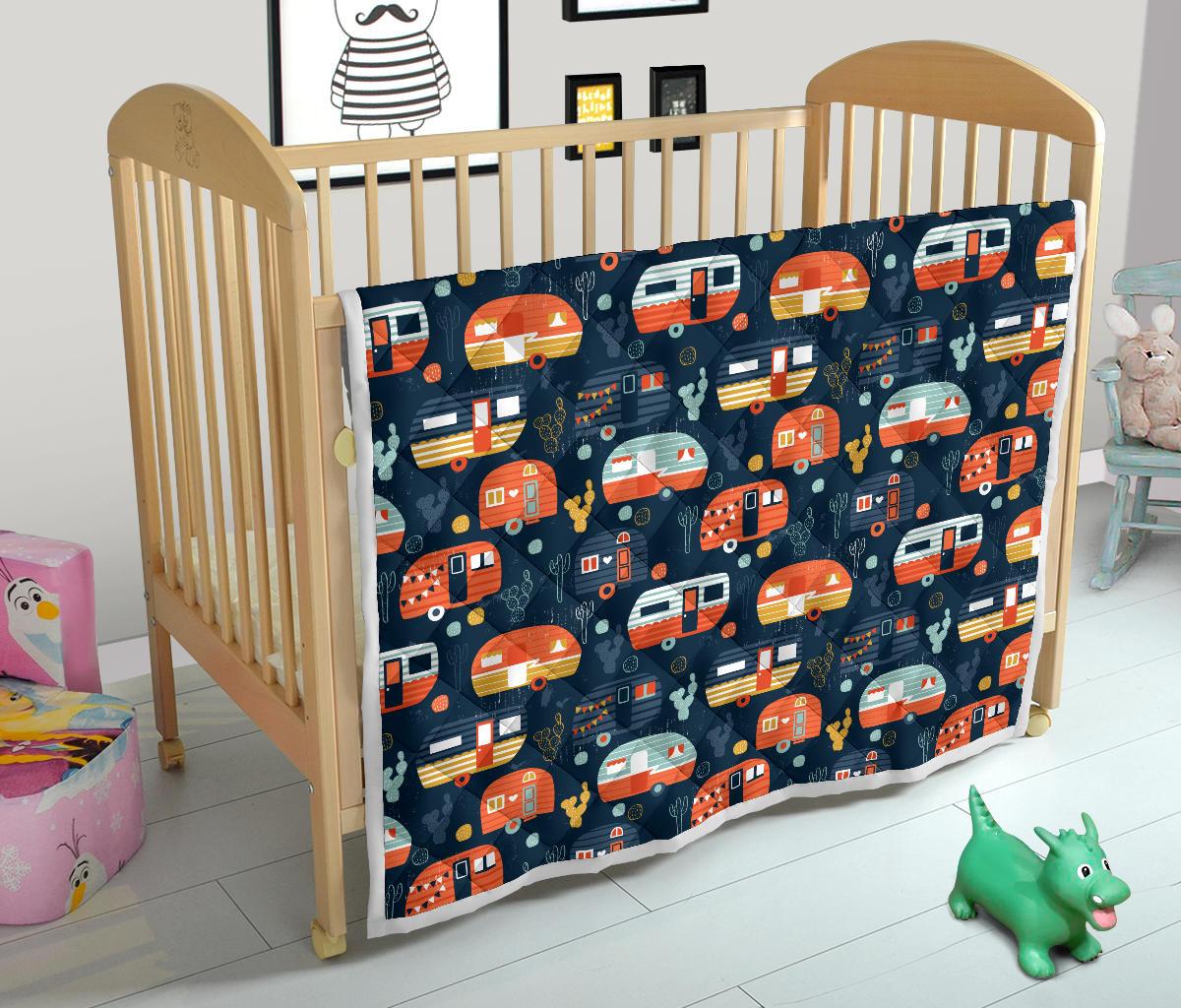 Camper Caravan Print Pattern Premium Quilt-JTAMIGO.COM