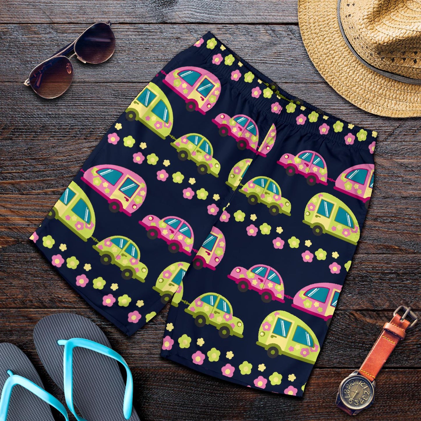 Camper Cute Camping Design No 3 Print Mens Shorts-JTAMIGO.COM