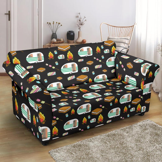 Camper marshmallow Camping Design Print Loveseat Slipcover-JTAMIGO.COM