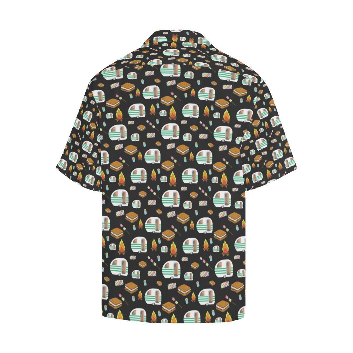 Camper marshmallow Camping Design Print Men Aloha Hawaiian Shirt