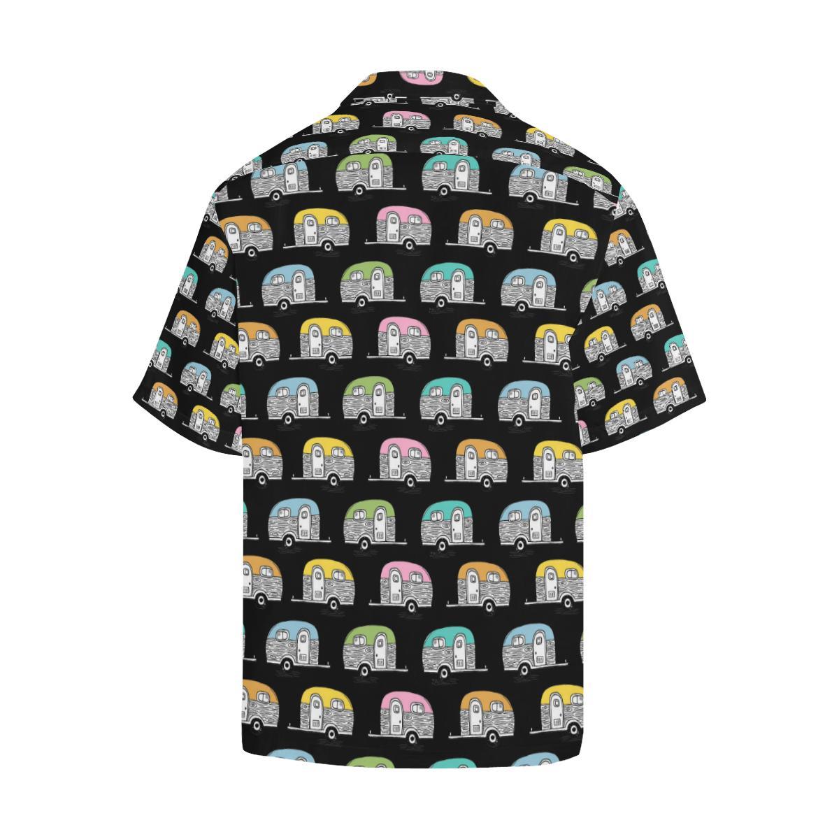 Camper Pattern Camping Themed No 2 Print Men Aloha Hawaiian Shirt