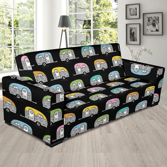 Camper Pattern Camping Themed No 2 Print Sofa Slipcover-JTAMIGO.COM