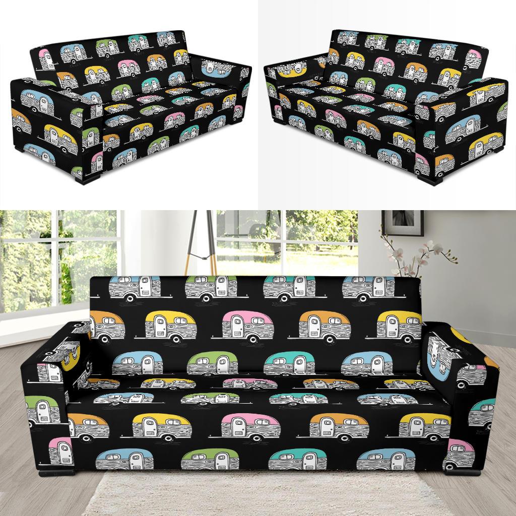 Camper Pattern Camping Themed No 2 Print Sofa Slipcover-JTAMIGO.COM