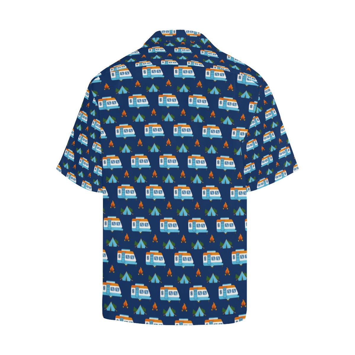 Camper Pattern Camping Themed No 3 Print Men Aloha Hawaiian Shirt
