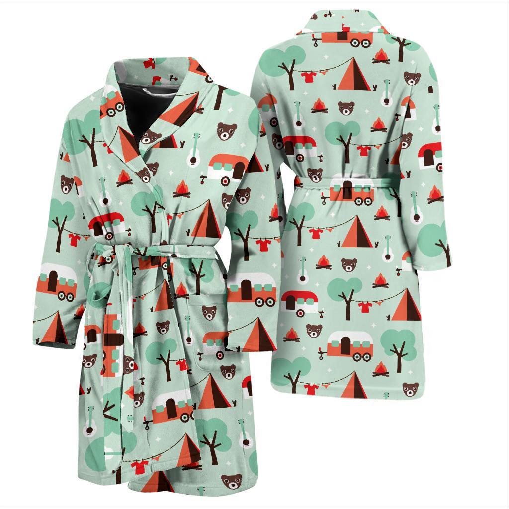 Camper Tent Pattern Print Design 01 Men Bathrobe-JORJUNE.COM