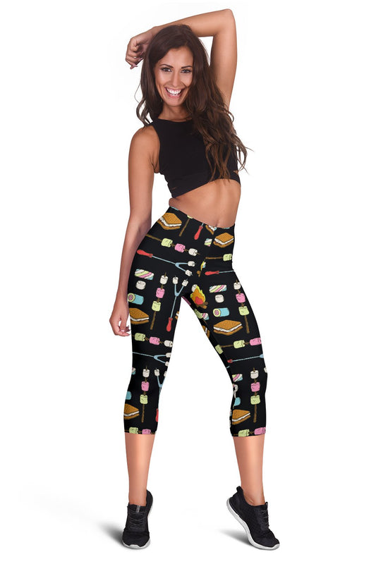 Camping Campfire Marshmallows Women Capris