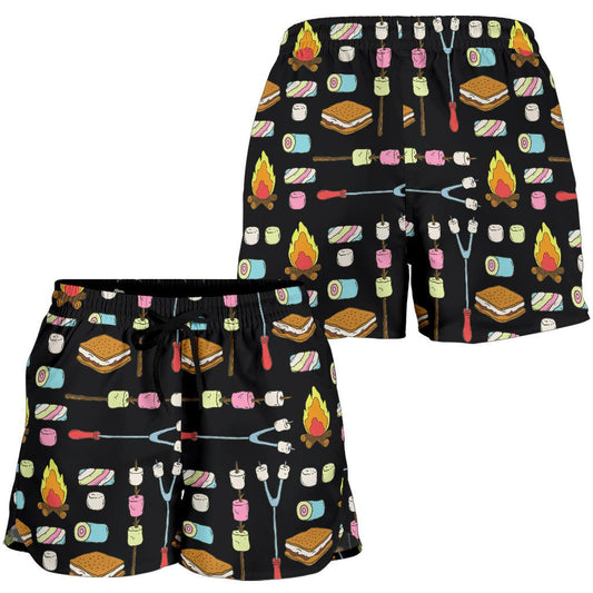 Camping Campfire Marshmallows Women Shorts-JTAMIGO.COM