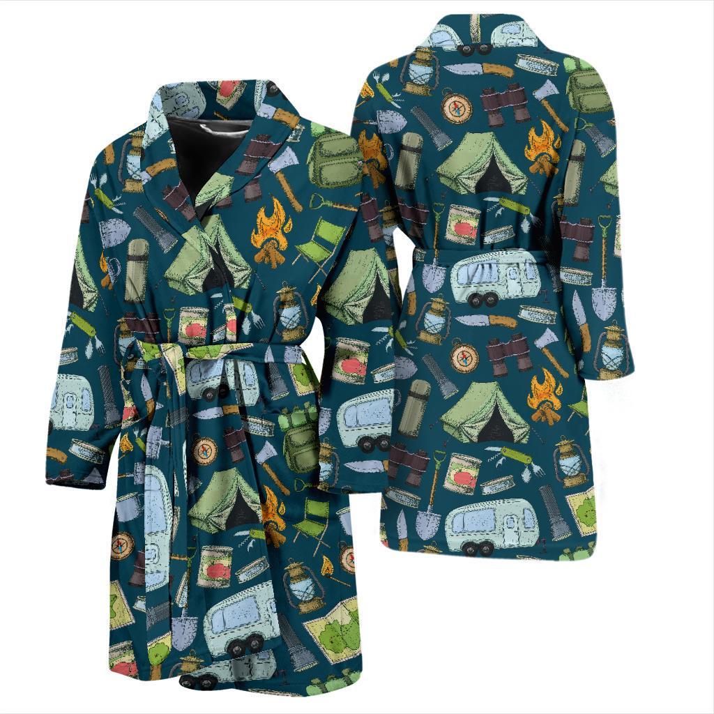 Camping Pattern Print Design 02 Men Bathrobe-JORJUNE.COM