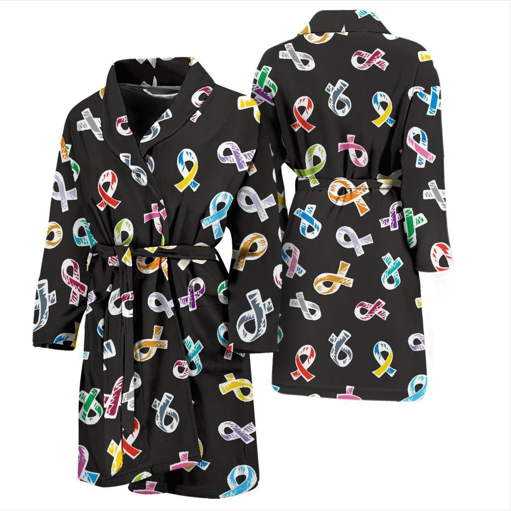 Cancer Awareness Pattern Print Design 02 Men Bathrobe-JORJUNE.COM
