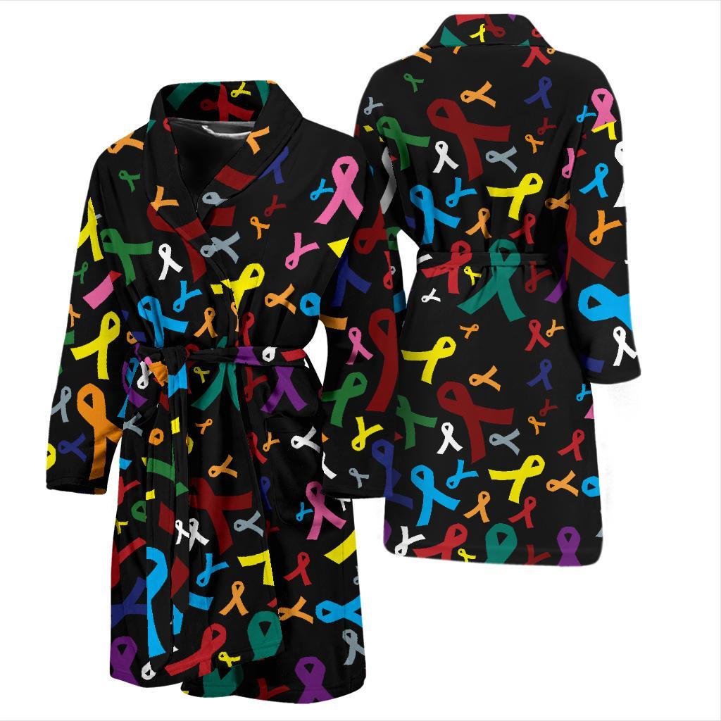 Cancer Awareness Pattern Print Design 03 Men Bathrobe-JORJUNE.COM