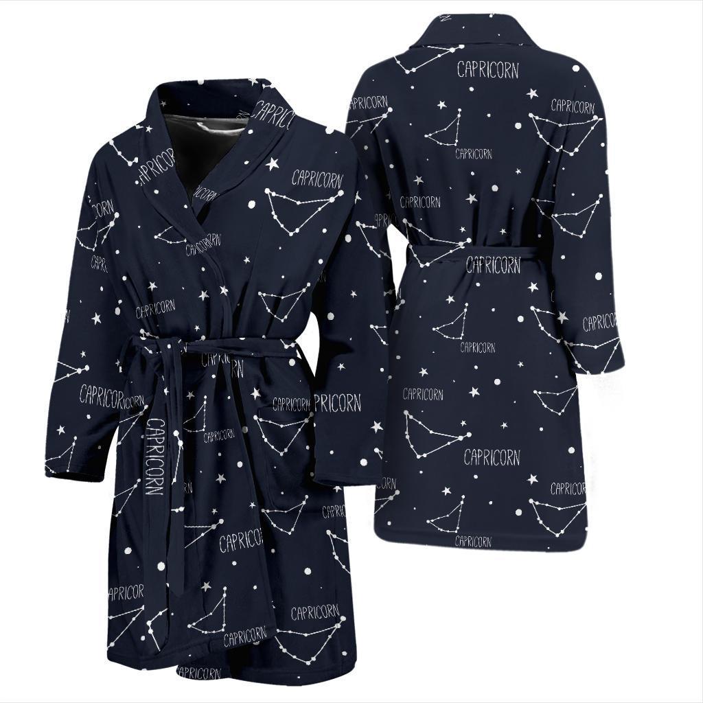 Capricorn Zodiac Pattern Print Design 01 Men Bathrobe-JORJUNE.COM
