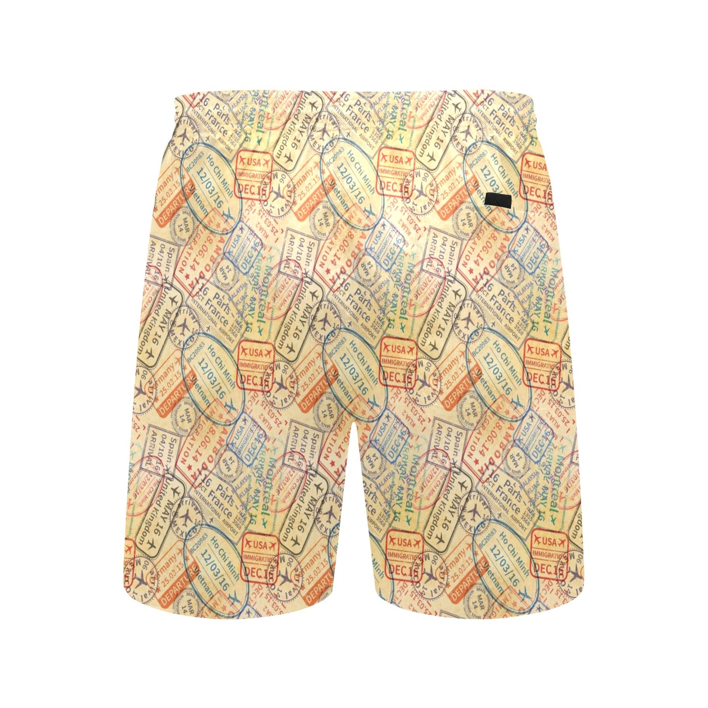 Travel Stamp Print Design LKS302 Men's Swim Trunks Beach Shorts