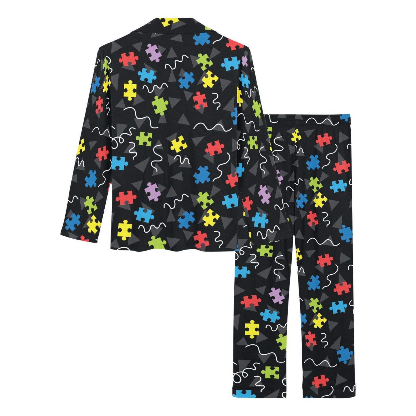 Autism Awareness Pattern Print Design 01 Women's Long Pajama Set