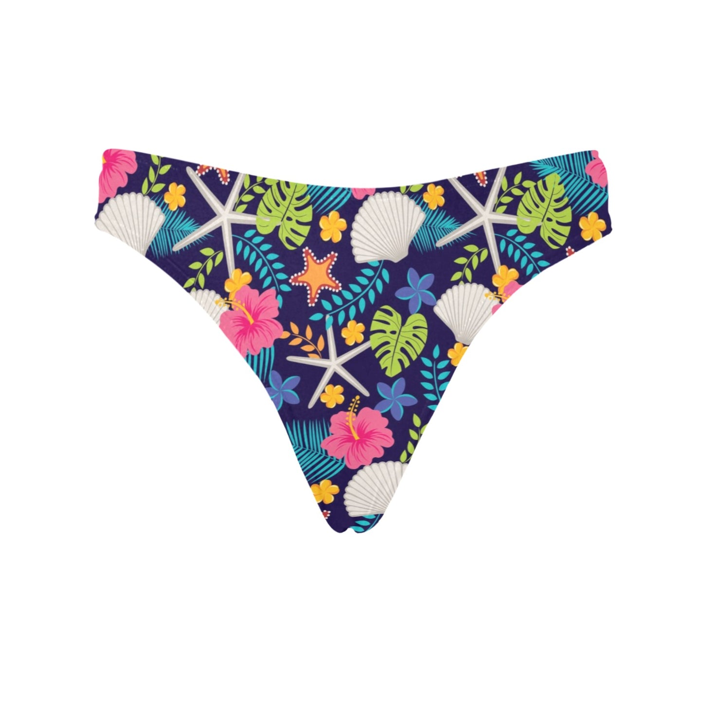 Beach Seashell Floral Theme Women's Thongs